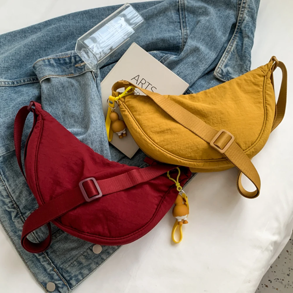 Casual Nylon Chest Hobo Crossbody Bag for Women Waist Half Moon Belt Bag Fanny Pack Shoulder Bags Tote Travel Shopper Bag New