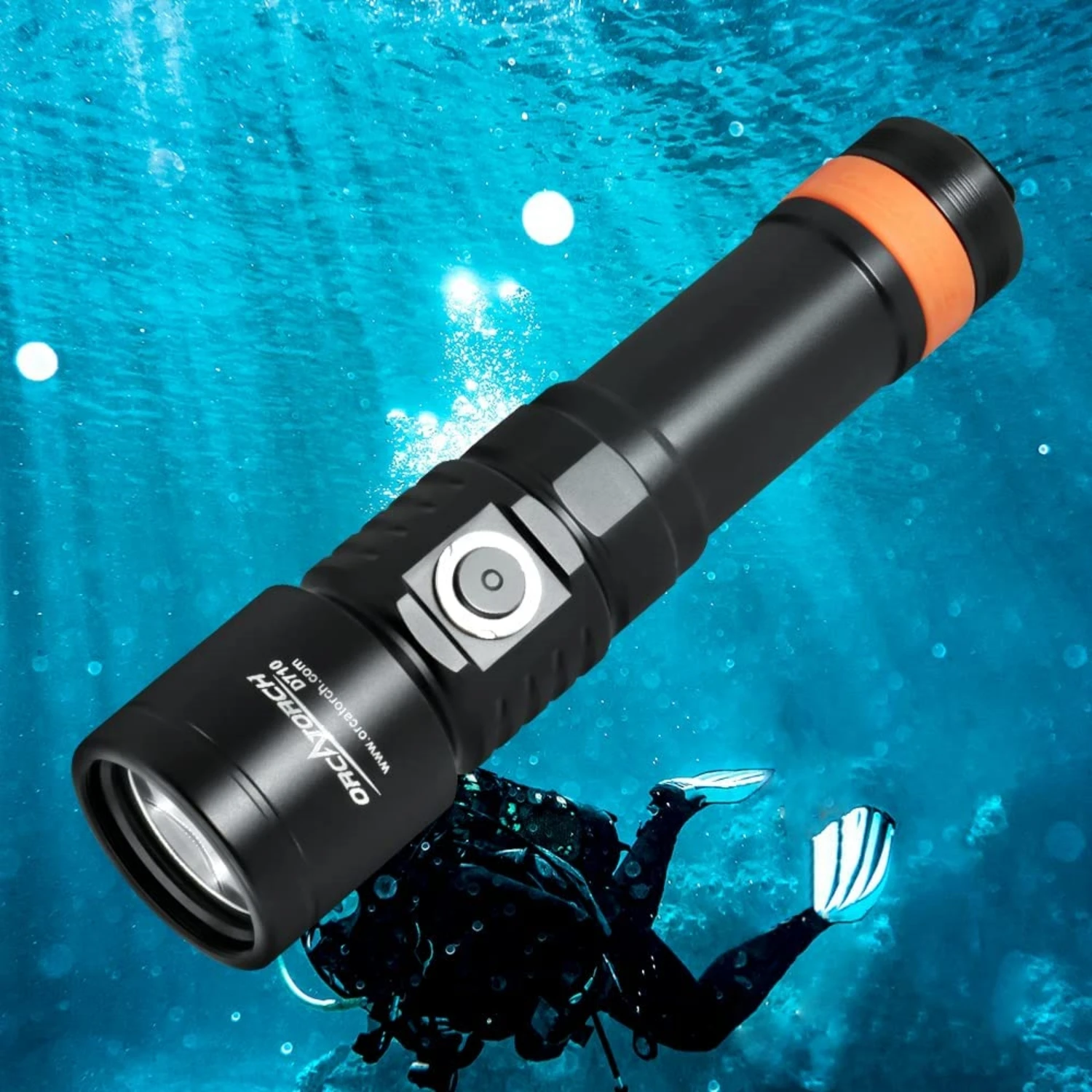 Orcatorch D710 Diving Flashlight+SD01 PRO Mini Dive Beacon Professional Underwater Lantern LED Submersible Torch Lamp for Diving