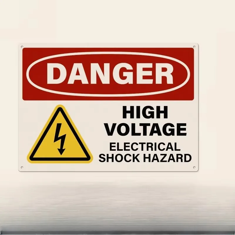 

Danger High Voltage Electrical Shock Hazard SignPre-Drilled Holes Waterproof Placard Metal Reflective Warning Notice