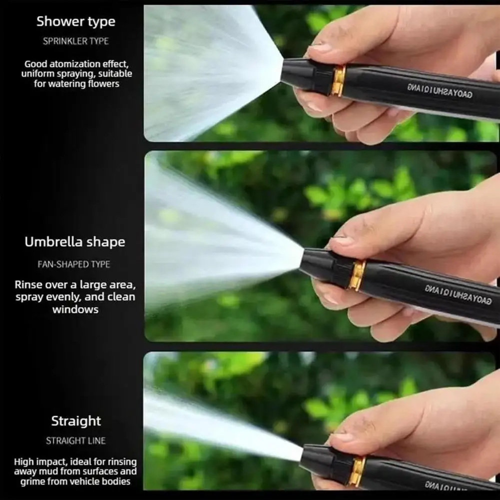 High Pressure Nozzle Garden Hose Nozzle High Pressure Nozzle for Car Wash Adjustable Spray Hose with Clamps Garden Watering