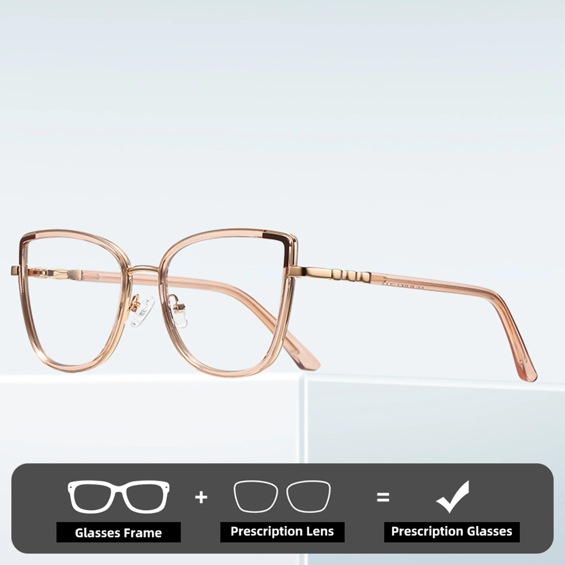 ダブルレジェンド-新しいシンプルなキャッツアイファッション女性用読書用ブルーライトカットカスタマイズ可能な処方箋付きフォトクロミック近視メガネ