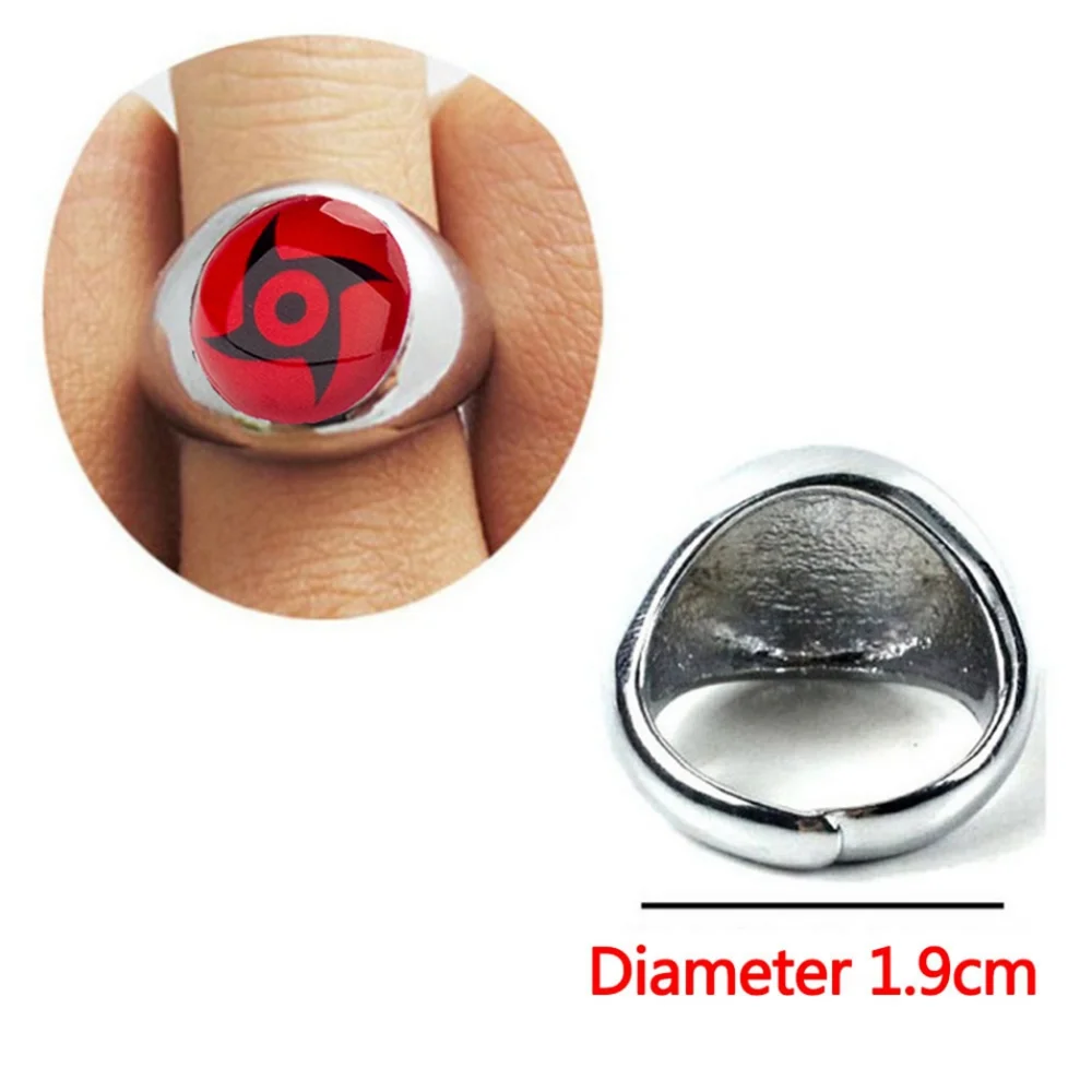 Anime Naruto Akatsuki Itachi Ring Cosplay Ring Accessories Sharingan Action Figure Prop Metal Ring Children Kids Boy Cool Gift