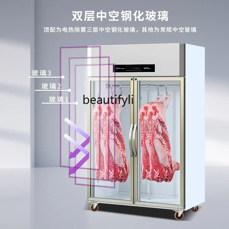 

lt Commercial vertical meat cabinet, frozen and refrigerated display chilled meat acid discharge and fresh-keeping cabinet