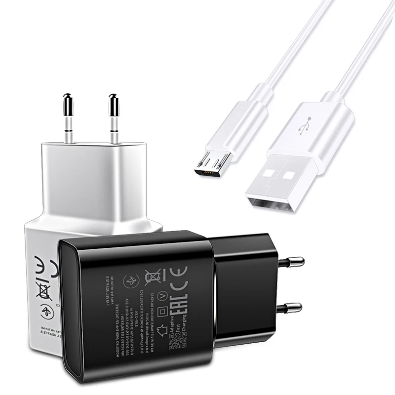 Travel USB Charger+Micro USB Charging Cable For Samsung Galaxy A6 Plus J3 J4 J6 J7 J8 2018 J1 J2 J5 Pro 2016 2017 Charger