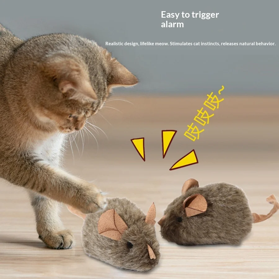 Cat toy simulation called calling mouse intelligent induction sound plush little mouse self-hi to relieve boredom cat stick toy