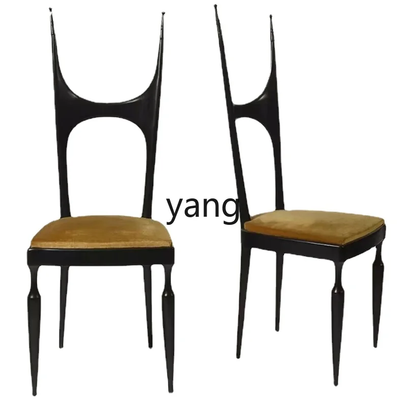 Yjq Medium-Ancient Solid Wood Model Room Simple High Backrest Coffee Shop Special-Shaped Decorative Chair Single Dining Chair