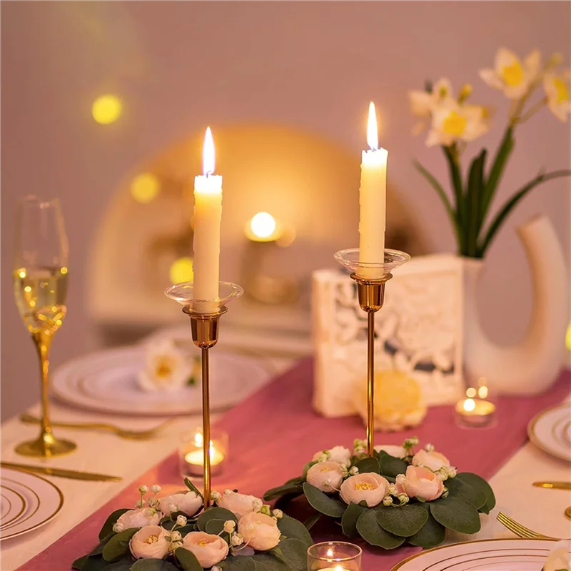 ABZV-Glass Bobeches For Candlestick Holders, 24 Pcs Candle Drip Protectors Candle Rings For Tapers, Candle Drip Catcher