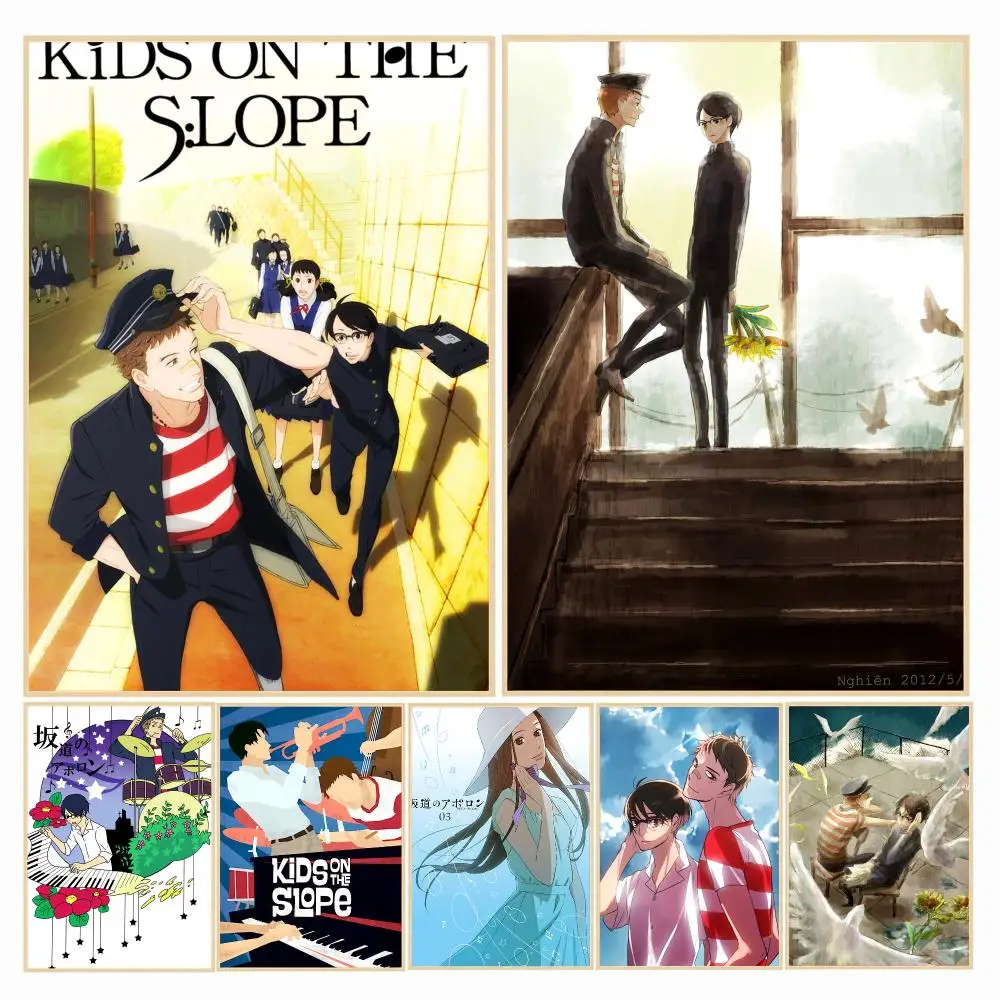 anime K-Kids on the Slope-E Poster Decorative Wall Art Sticker for Cafe Office Bedroom and Living Room
