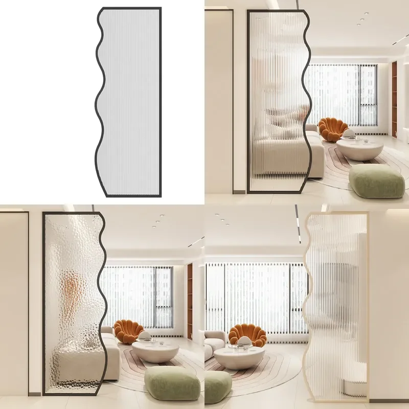 Modern Tempered Glass Partition Screen Half Wall Divider for Living Room Entrance Bathroom Washbasin Area Simple Luxury Decor