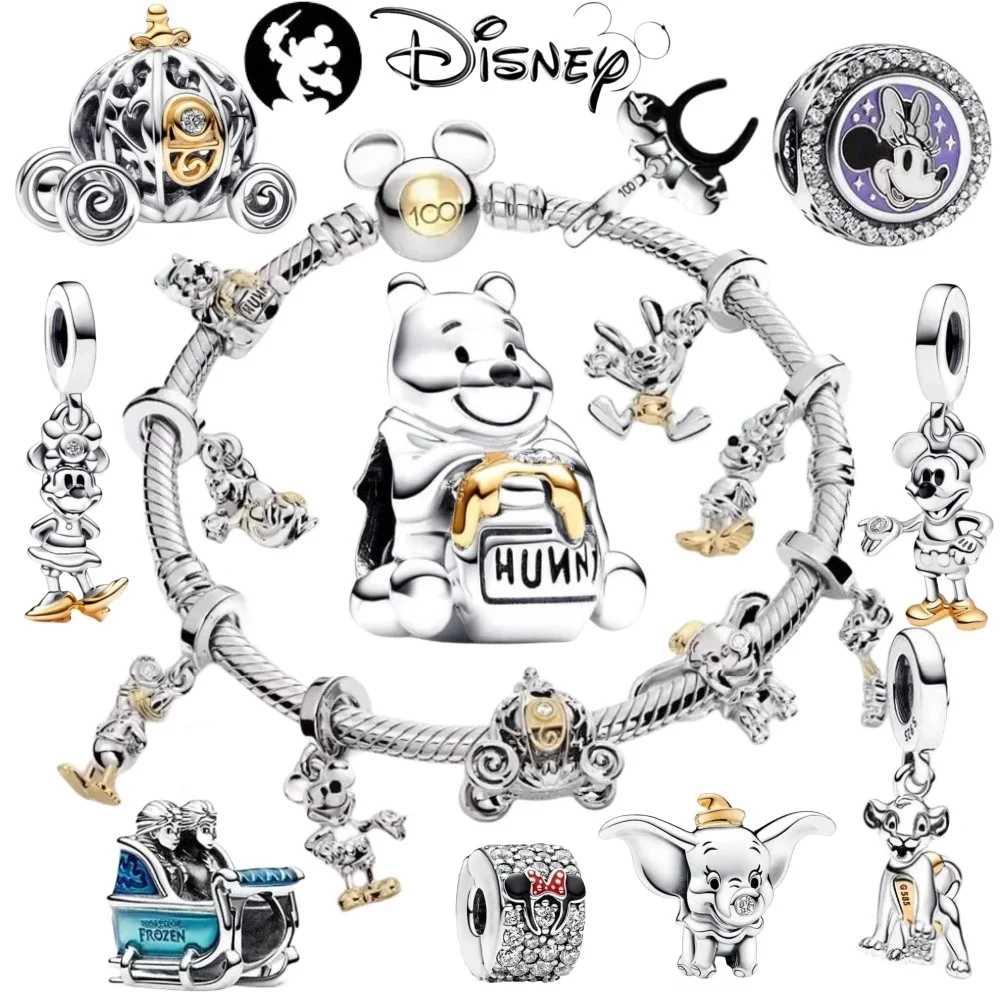 925 srebrne Potdemie Disney 100-lecie miki Minnie Dumbo kubuś puchatka srebrny wisiorek bransoletka Pandora