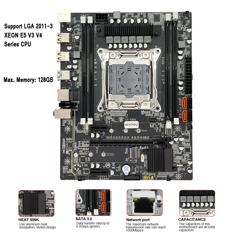 ChlorLGA-Kit de carte mère X99, processeur Xeon E5 2011 V3, prise en charge de la mémoire RAM DDR4, NVcloser, quatre canaux, carte mère E5 2630V3, 2630-3