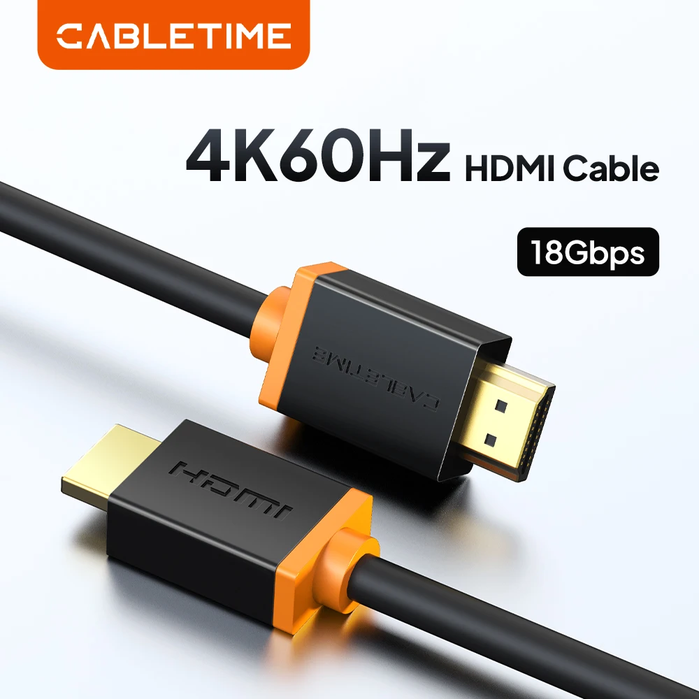 CABLETIME 4K HDMI to HDMI Cable HDMI 2.0 Cable 4K@60Hz Resolution 18Gbps PVC HDMI Cable for PC Laptop Monitor