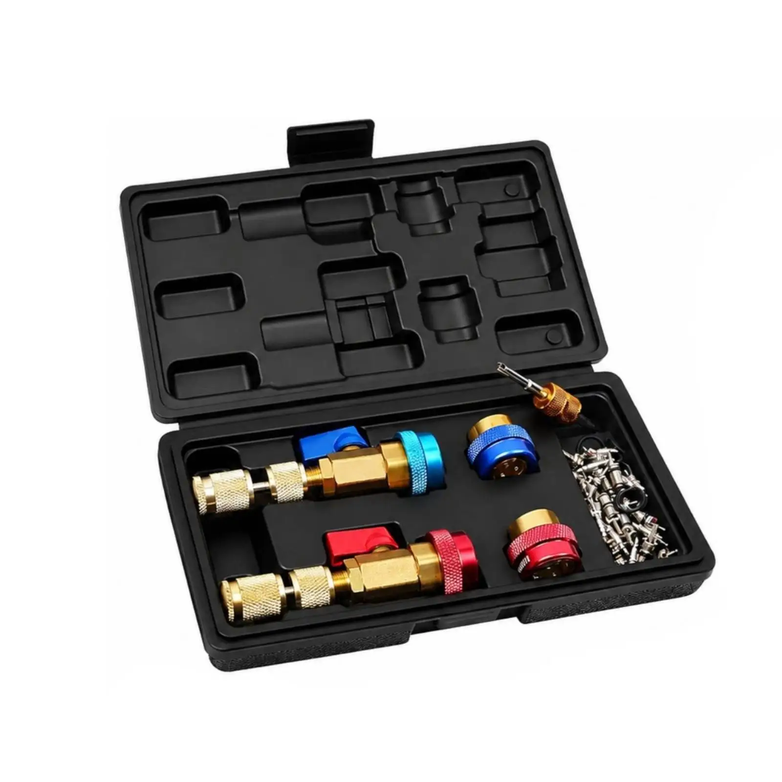 Valve Core Service Tool Kit with Molded Storage Case Knurled Grip R1234YF Valve Core Service Kit Brass Color-Coded