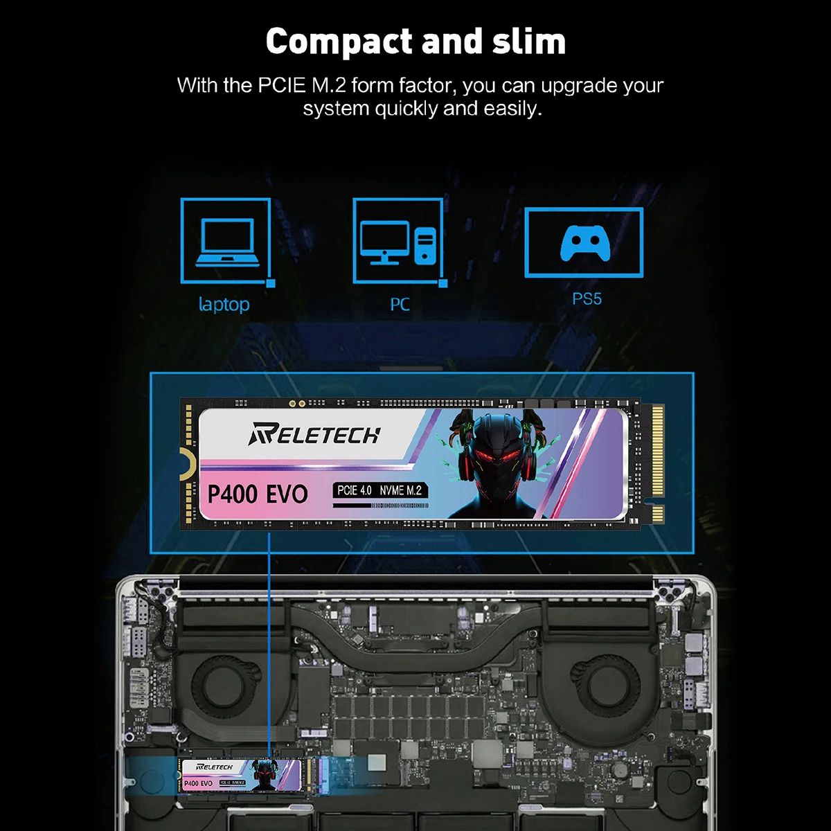 Imagem -06 - Reletech-unidade de Estado Sólido Interna Ssd Disco Rígido para Playstation Desktop 1tb 2tb m2 Nvme Pcie 4.0x4 M.2 2280