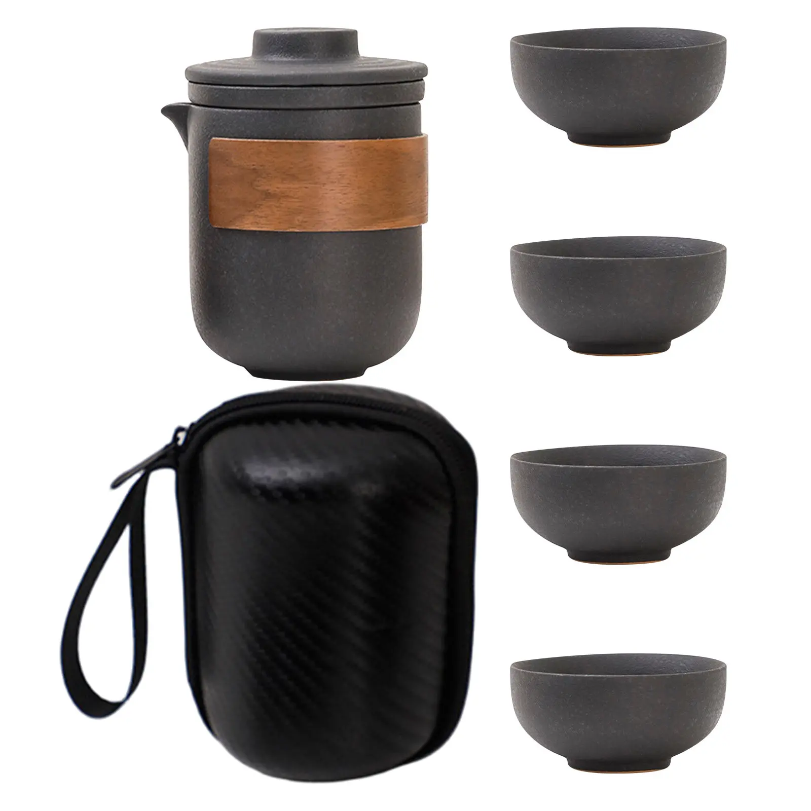 1Set Ceramic Gongfu Tea Set Portable Porcelain Teapot and Cups for Travel Office Home Picnic Outdoor Asian Tea Ritual Chinese