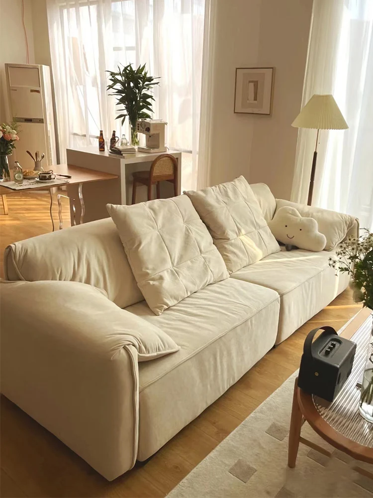 

Elephant ears matte fabric sofa Internet celebrity living room Italian medieval small apartment down straight row