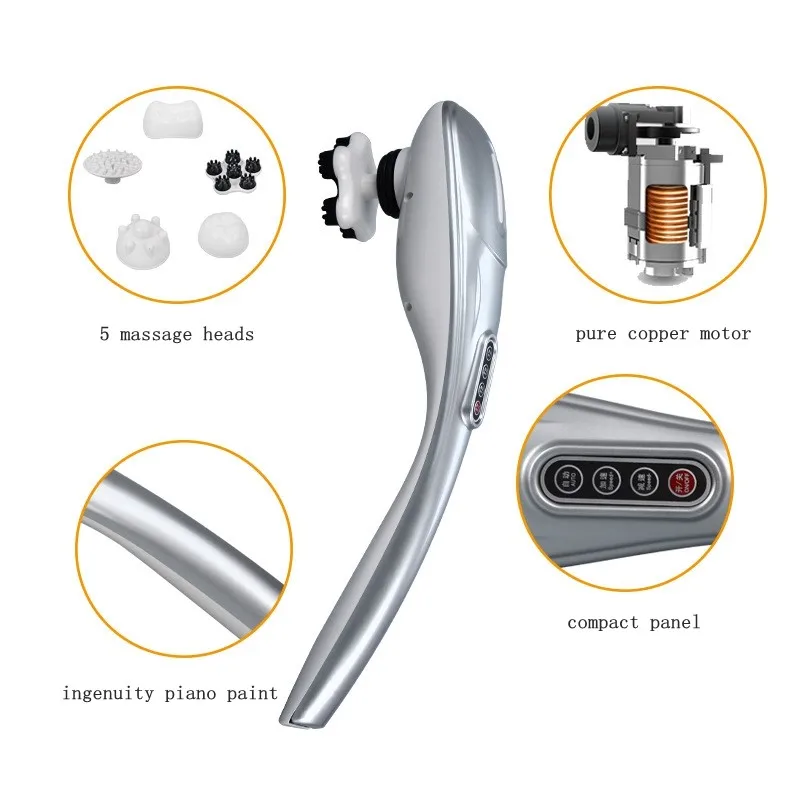 1pc Household Electric Dolphin Massage Stick Multifunctional Five Heads Massage Back Waist Leg Full Body Massage Instrument