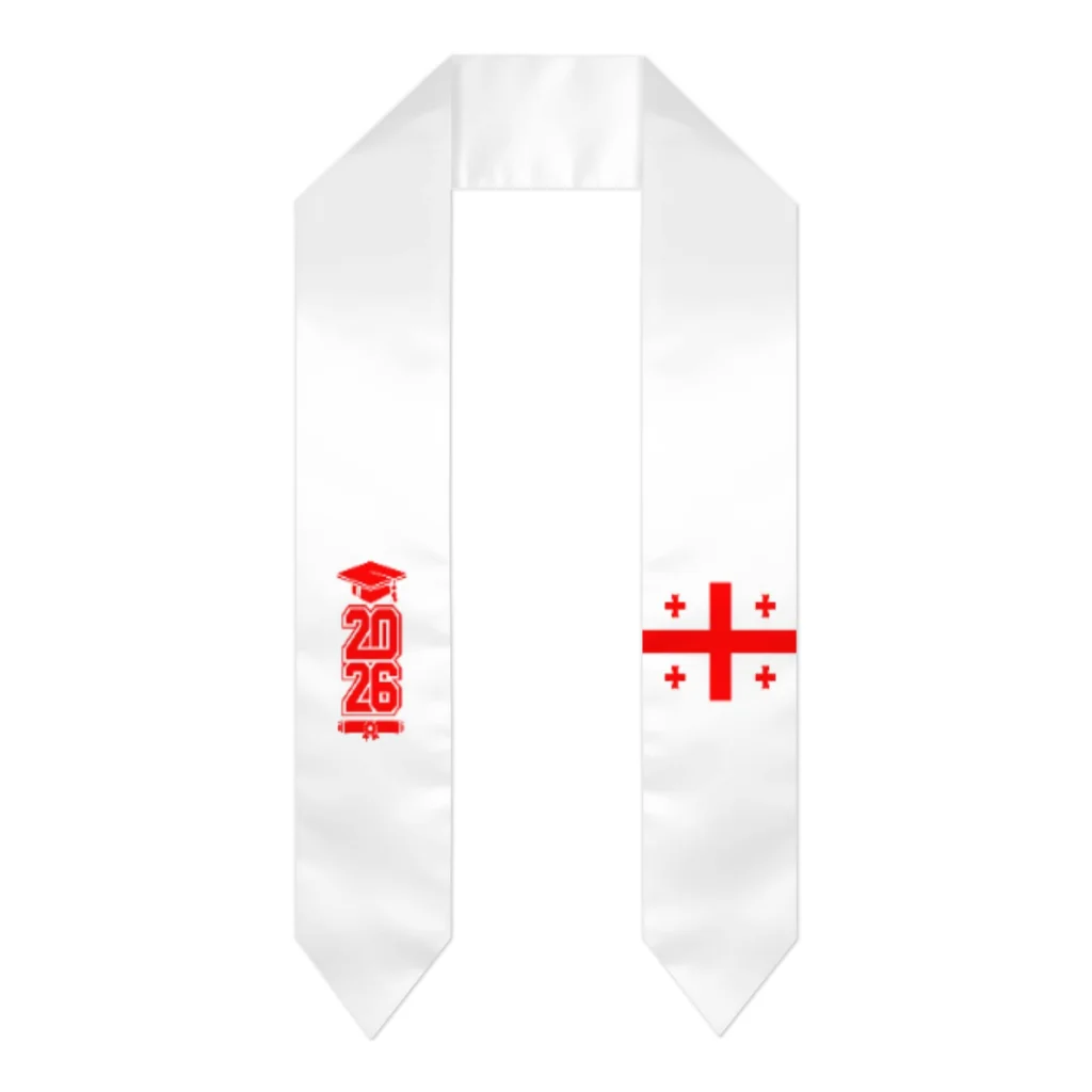 

Class of 2026 Georgia Flag Scarf Graduation Sash Stole International Study Abroad Adult Unisex Party Accessory Top Print