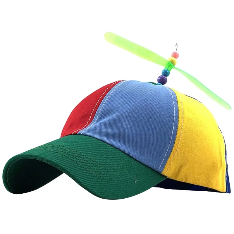 Summer Baseball Hat for Child Parent Cotton Helicopter Hat Rainbow Baseball Hat D5QF