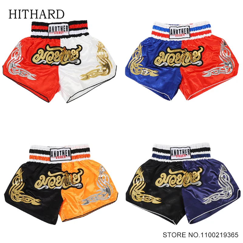 

Muay Thai Shorts Men Women Kids Boxing Shorts Patchwork Satin Martial Arts MMA Training Clothing Gym Cage Fight Kickboxing Pants