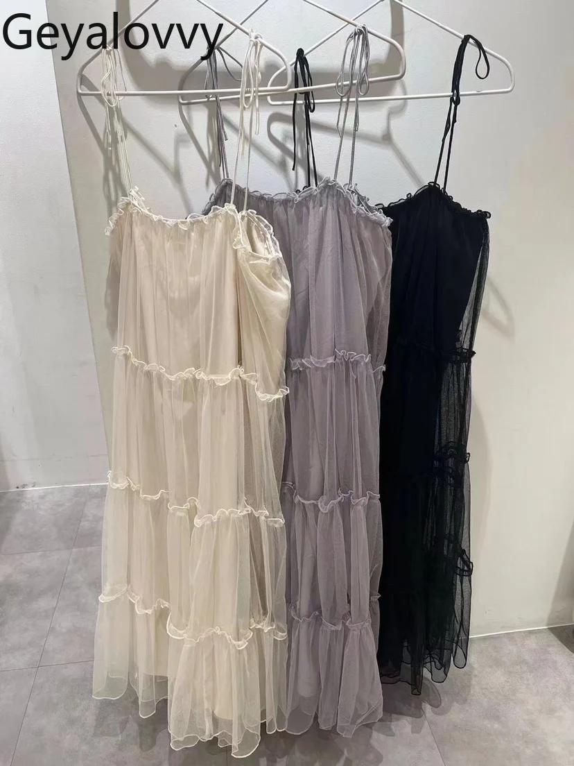 Estilo japonês em camadas primavera outono vestidos femininos 2025 nova moda casual elegante longo estilingue vestido para senhora verão