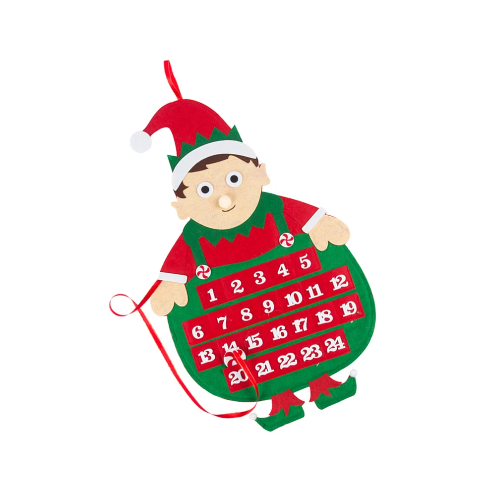 1pc Christmas Elf Hanging Decor Advent Calendar Holiday Party Home Decoration Festive Countdown Ornament Creative Wall Hanging