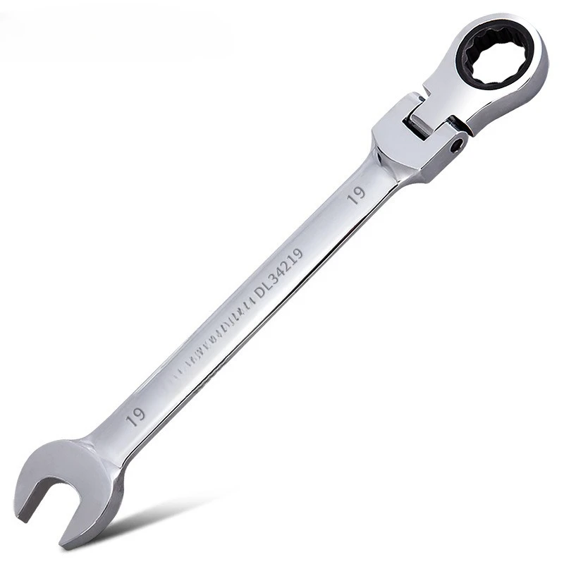 

DL34219 Mirror flexible head dual-purpose ratchet wrench, silver 19mm