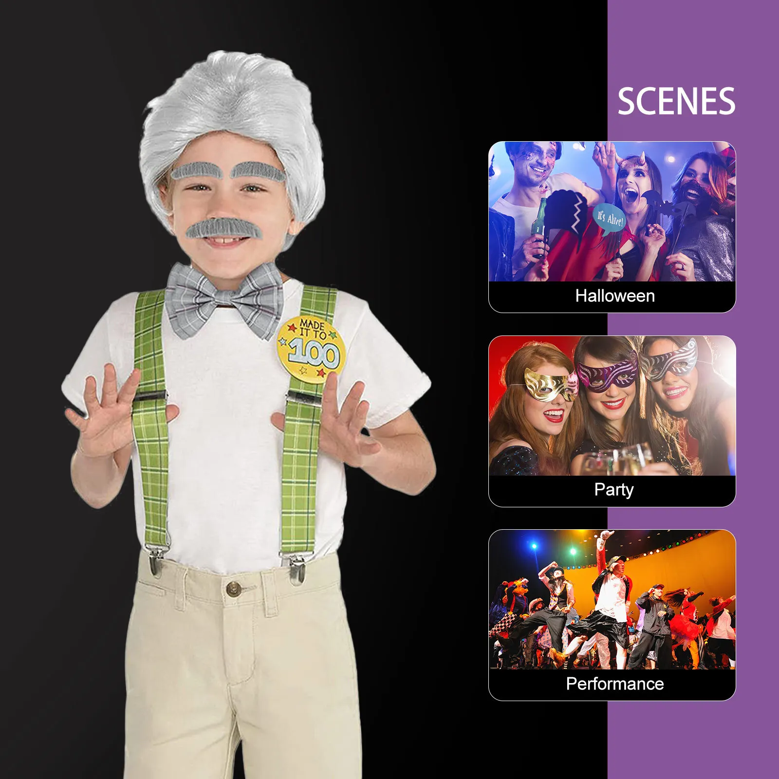 6Sets Fake Eyebrows Mustache Premium Material Self-Adhesive Realistic Appearance Halloween Party Costume Cosplay Prop