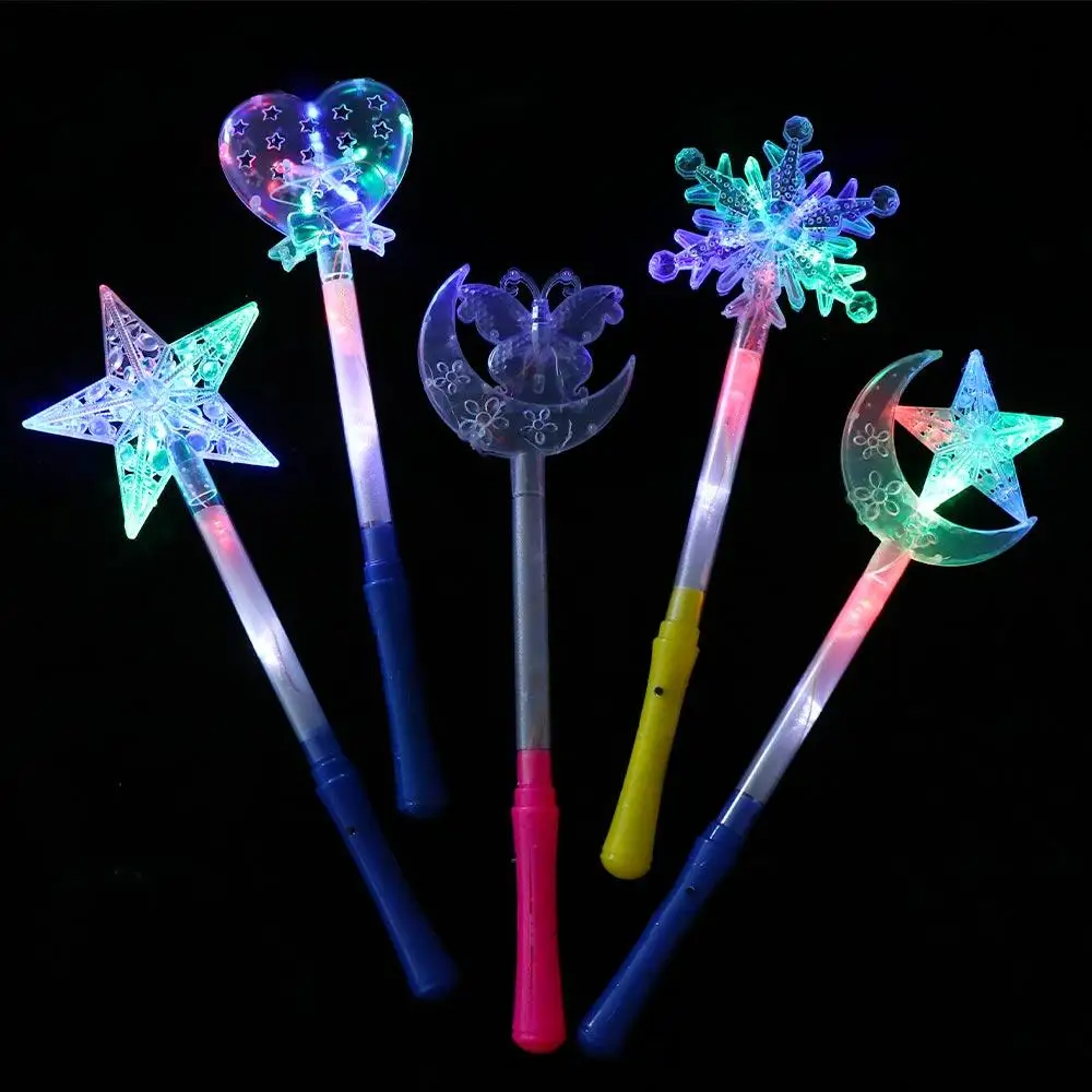 ของเล่นสําหรับเด็กสี Magic Tricks โคมไฟไฟของเล่นกลางแจ้ง Glow Fairy Stick Pentagram Flash Stick Flash Stick Magic Star Wand