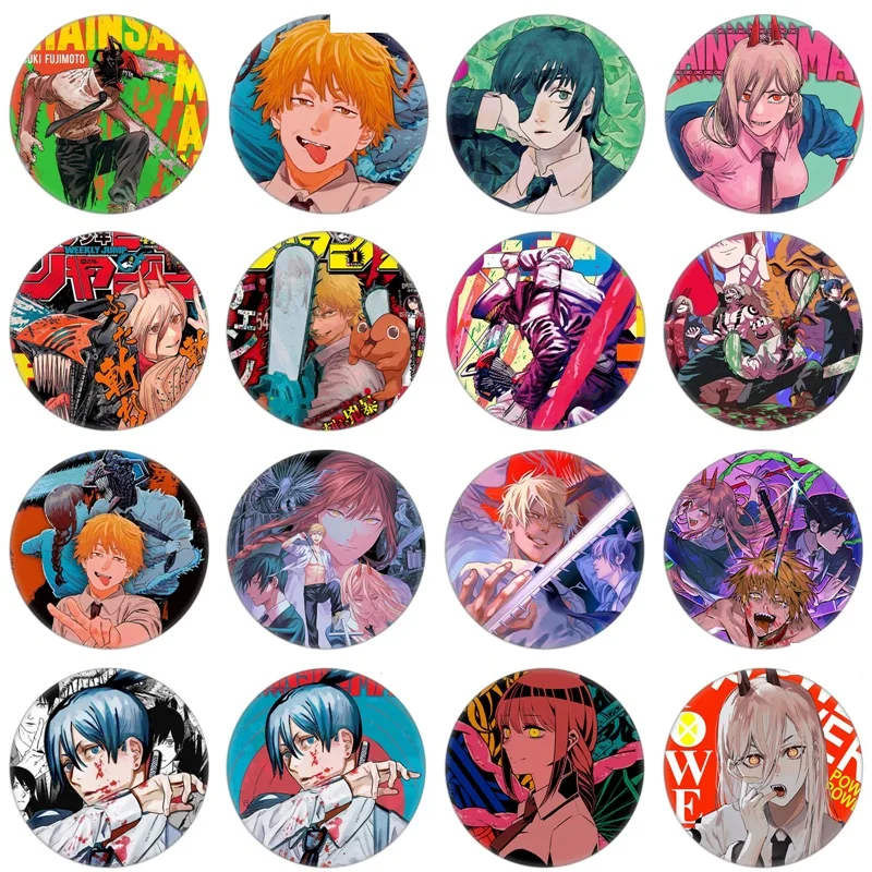 NEW Anime  Cosplay Badges Anime Denji Makima Aki Hayakawa Power Pins Kawaii Brooches For Cloth Backpack Accessories