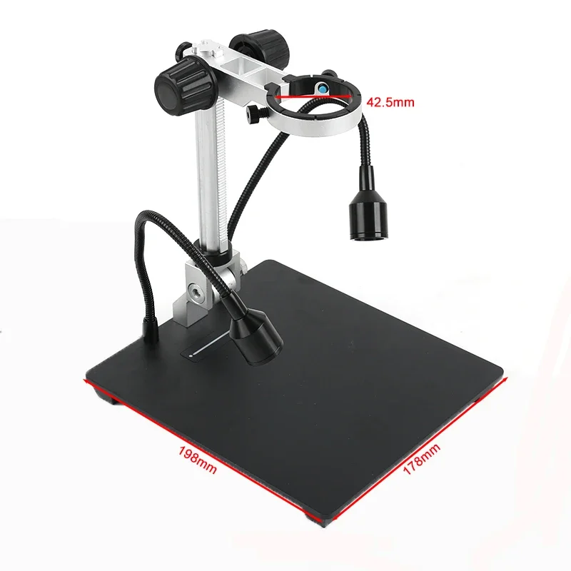 Adjustable Table Working Stand Holder 40mm Microscope Video Camera Lens Industry Microscope Stand With 5W Spotlight Led