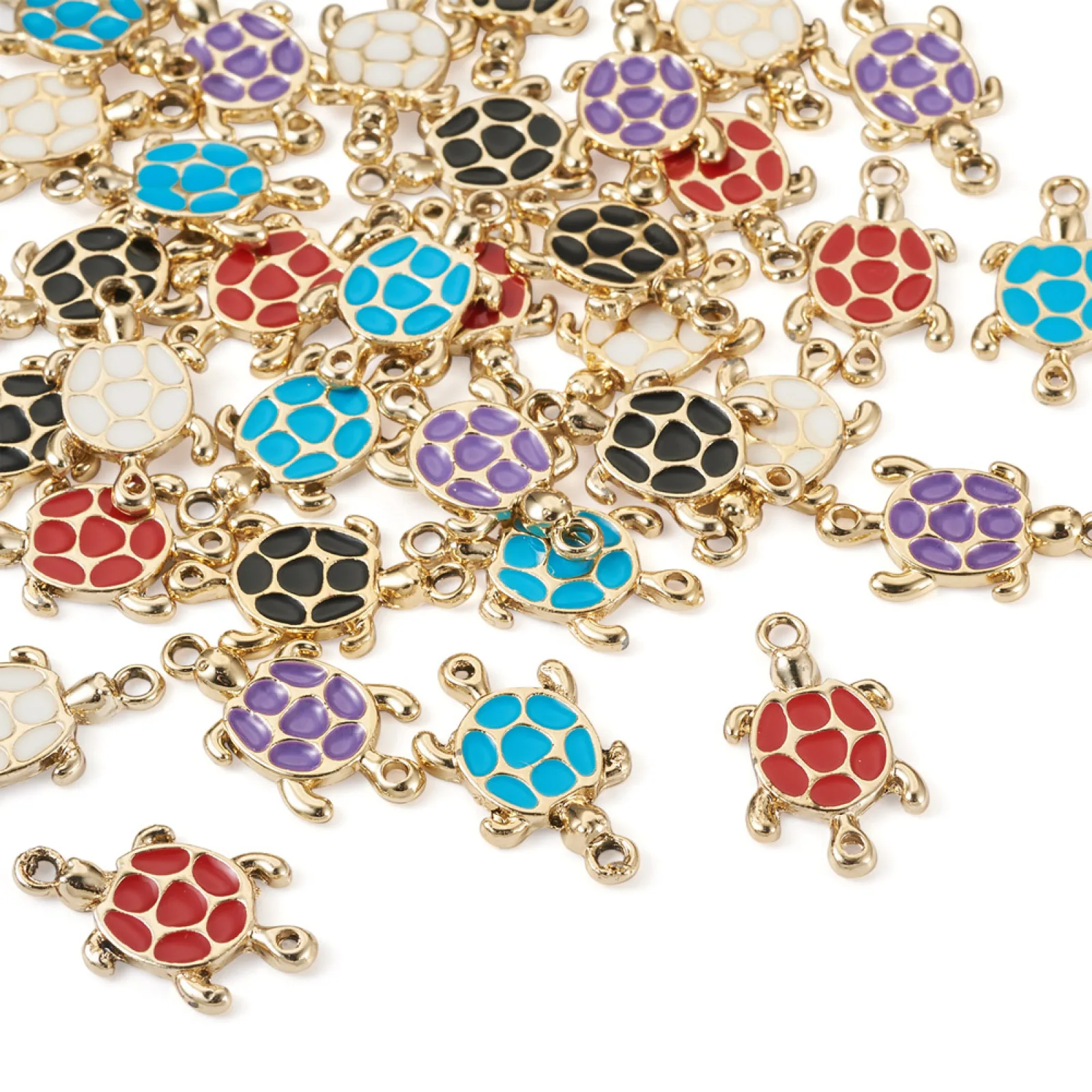 Cute Animal Plant Zinc Alloy Enamel Connector Charms Turtle Tortoise Cat Bee Butterfly Pendant for DIY Bracelet Jewelry Findings