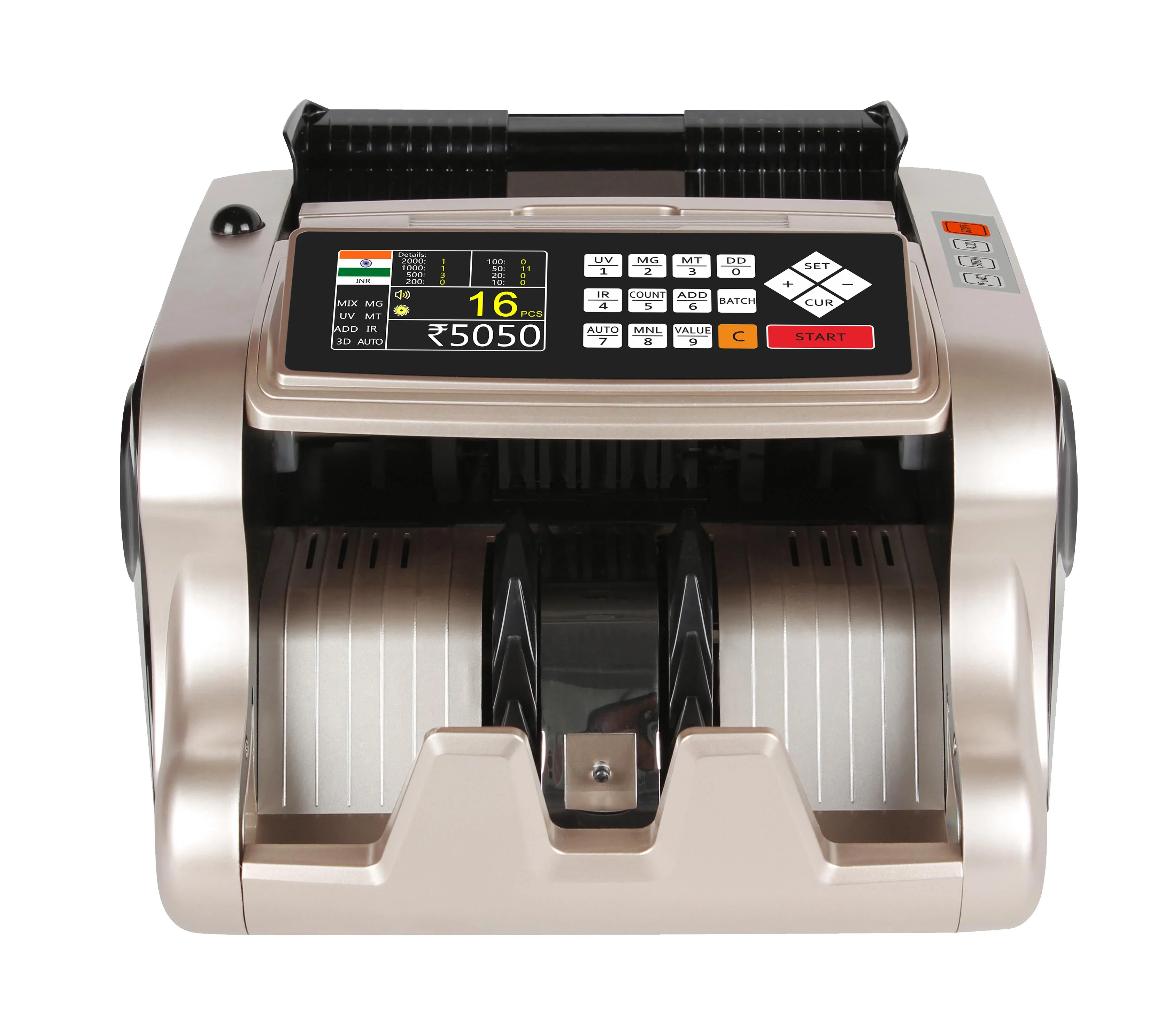 CHUANWEI AL-6600T Indian Rupee Mix Value Cash Counter Bill Counting Machine