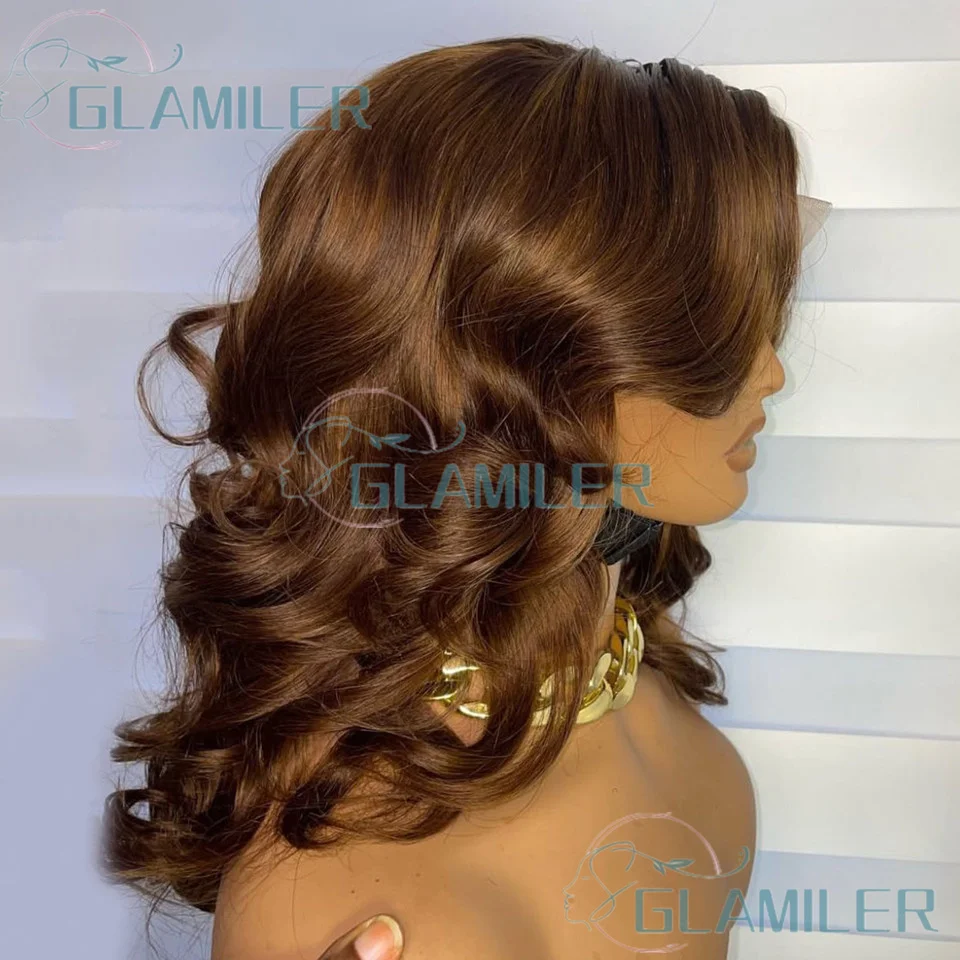 الجانب جزء بني داكن شعر الإنسان الجسم متموج قصير بوب الباروكات قبل قطعها 5x5 الحرير إغلاق الباروكات البرازيلي 360/كامل الدانتيل بوب الباروكات