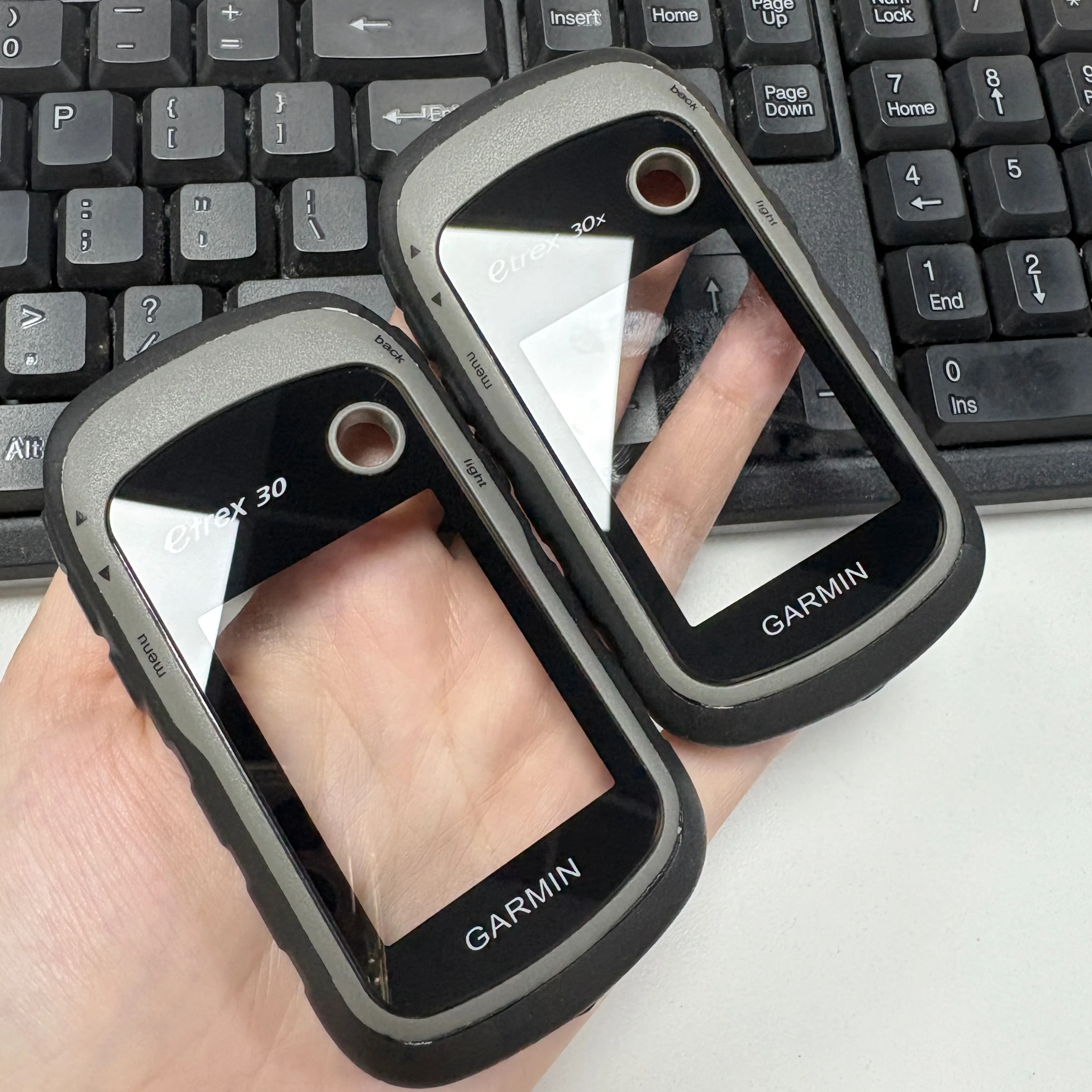 

For Garmin Etrex 30 30x Front Case With Glass Panel GPS Repair Gray Handheld Housing Shell With Power Button