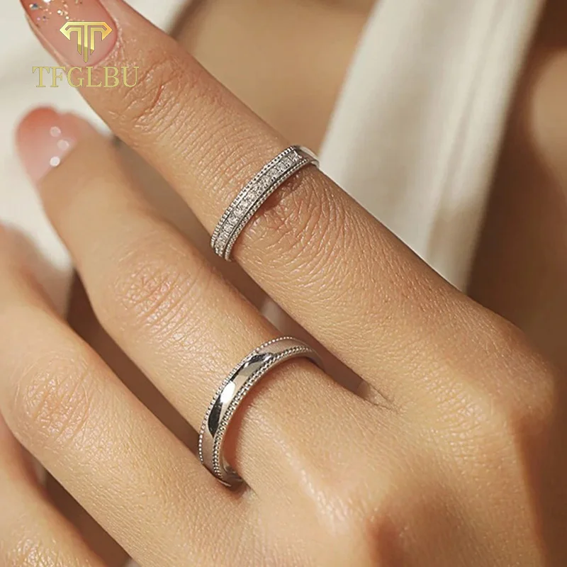 TFGLBU العصرية خاتم مويسانيتي كامل للنساء زوجين مجموعة مختبر الماس الحقيقي 925 فضة معتمد الفرقة المجوهرات بالجملة