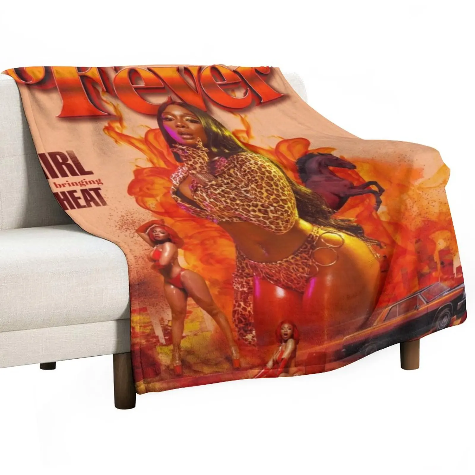 

Megan thee Stallion - FEVER Throw Blanket blankets and blankets Warm Blanket Flannel Blanket Blanket For Sofa