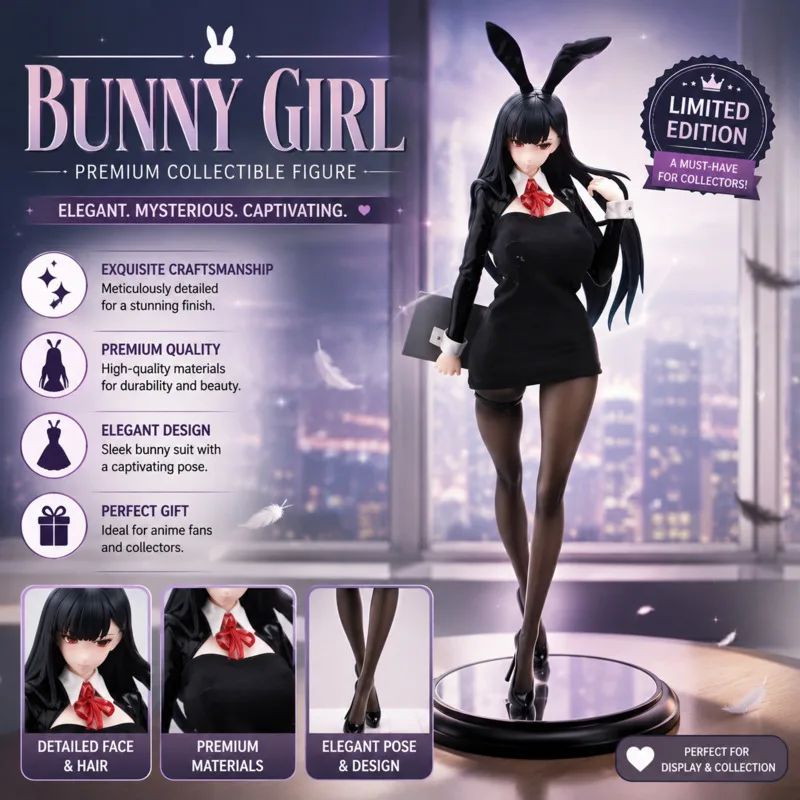 

1/4 Scale Large Size Bunny Girl Office Lady Anime PVC Figure Collectible Desktop Decoration For Anime Fans Otaku Birthday Gift
