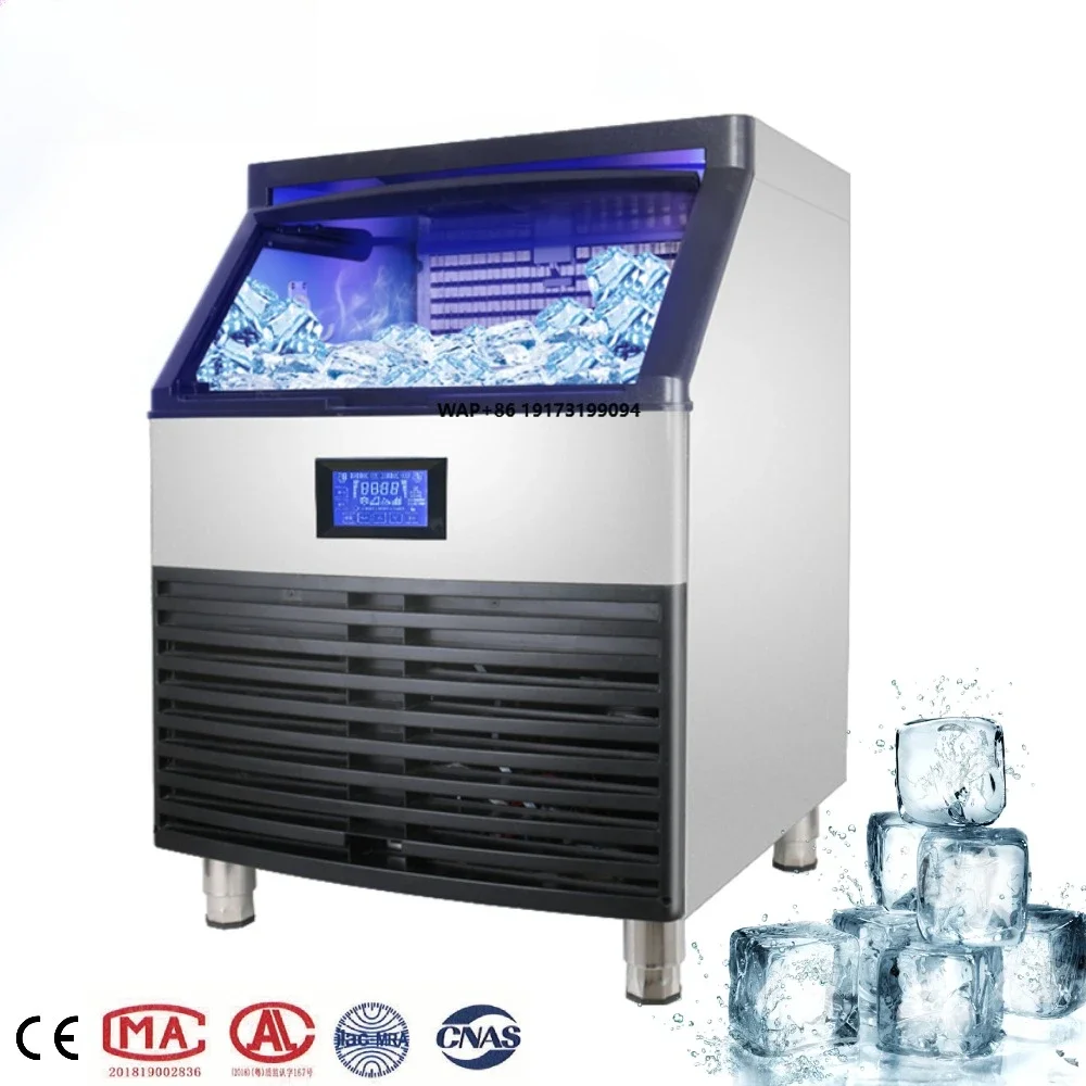 Commercial Air-Cooled Ice Cubes Machine 100kg 130kg Capacity Square Ice Block Maker for Business 110v/220v