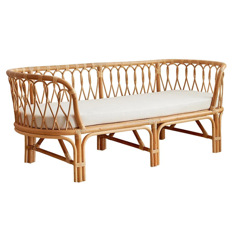 등나무 소파 거실 의자 안뜰 가구 더블 인도네시아 예술 대나무 발코니 홈스테이 차이