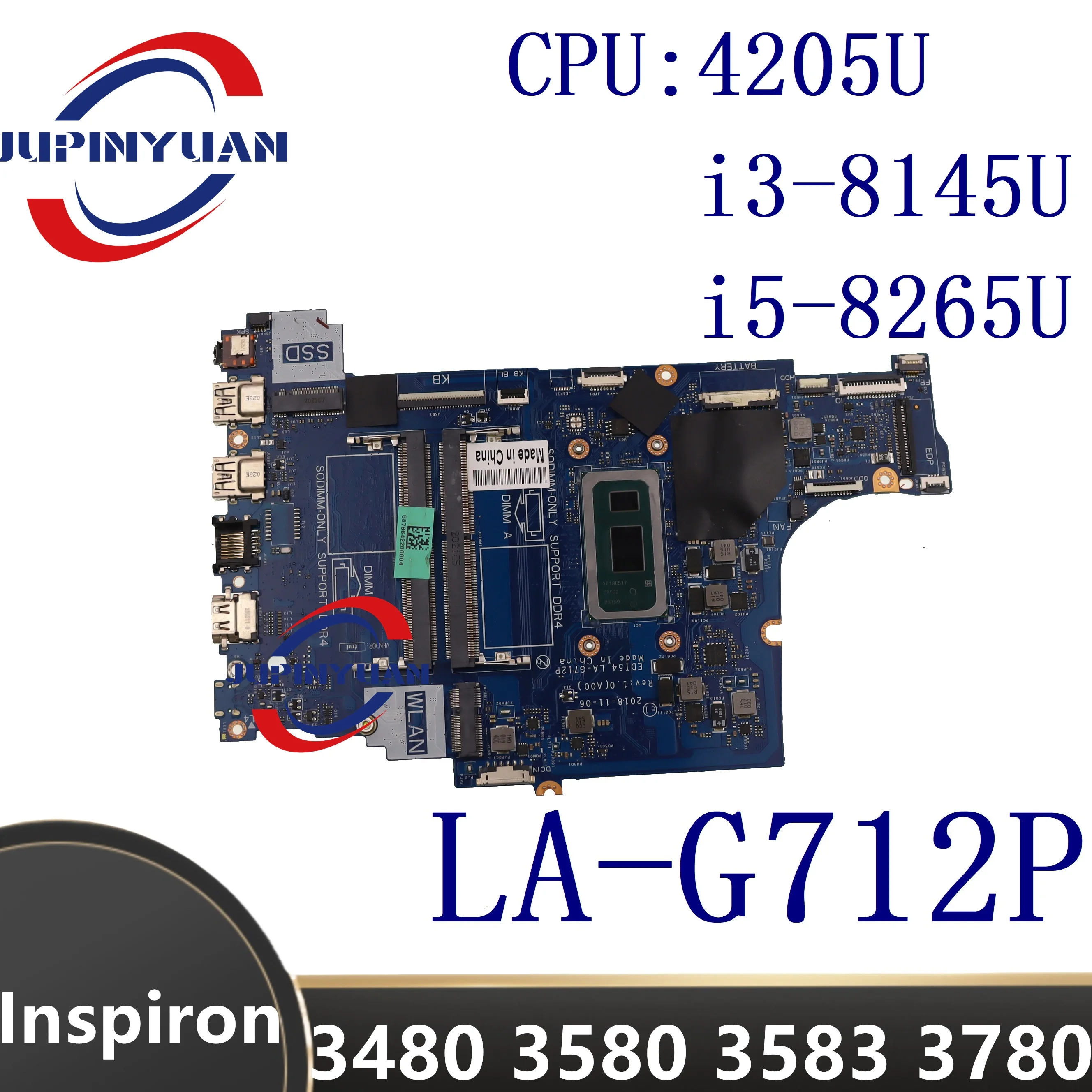 For Dell Inspiron 3480 3580 3583 3780 Laptop Motherboard LA-G712P TWYDT 0TWYDT VFMW4 0VFMW4 CN-0RPPCD RPPCD 0RPPCD Mainboad