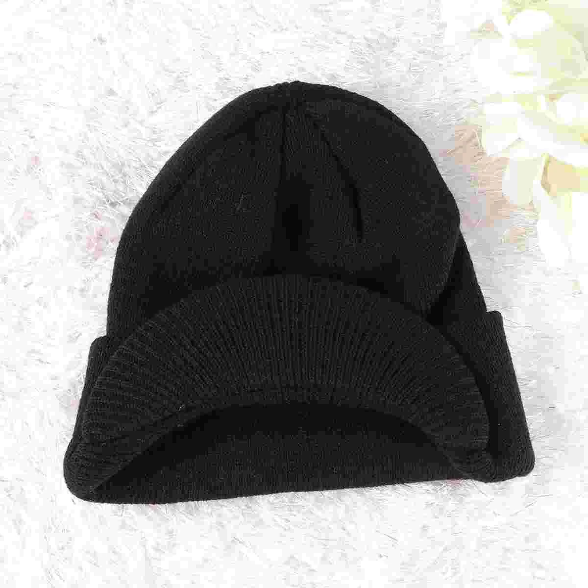 Peaked Beanie Hat Insulated Warm Knitted Thermal Stylish Peak for Men Women(Black) Peaked Cap Knitted Hat