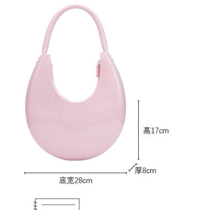 2024 Fashion Handheld Bags Jelly Bags PVC Female New Shoulder Bags Crossbody Bags New Moon Package Leisure Women Axillary Bags