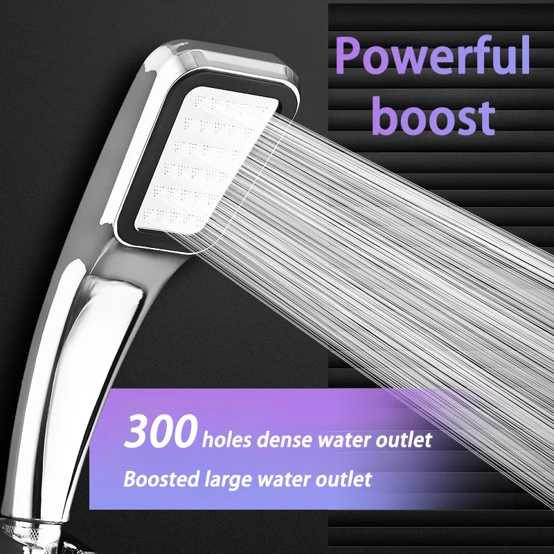 300 Hole Super Pressurized Shower Head Handheld Hanging High Pressure Water-Saving Shower Nozzle Bathroom Accessories 2024 New