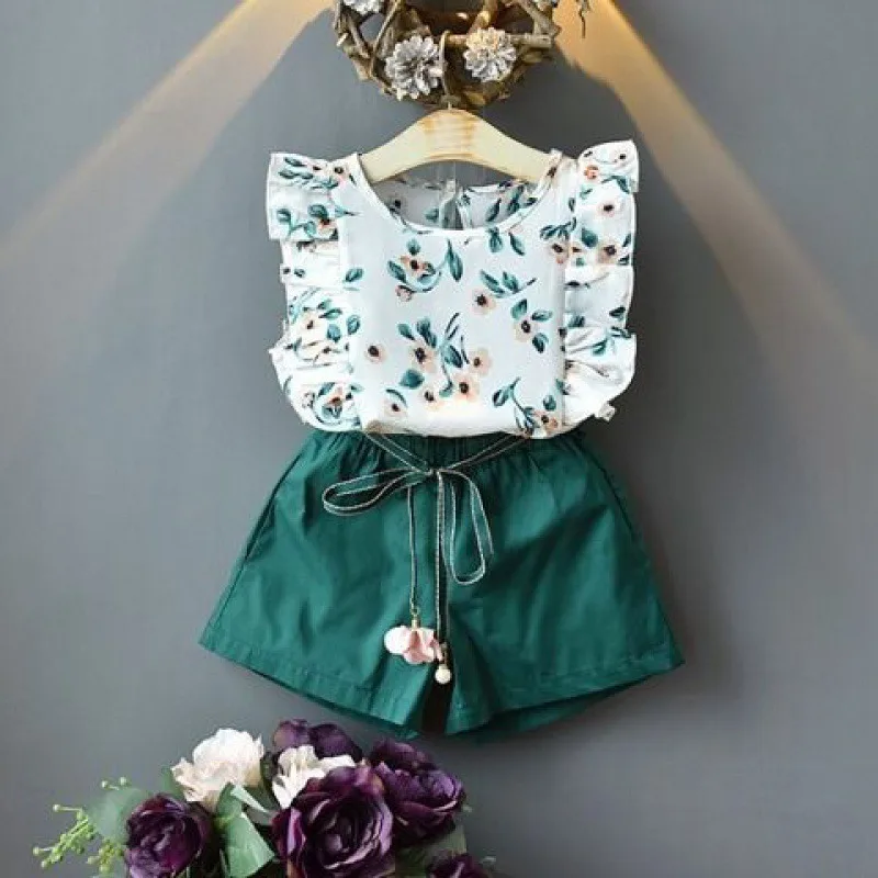 New Two-piece Children's and Children's Clothing Set for Summer Girls Stylish and Stylish