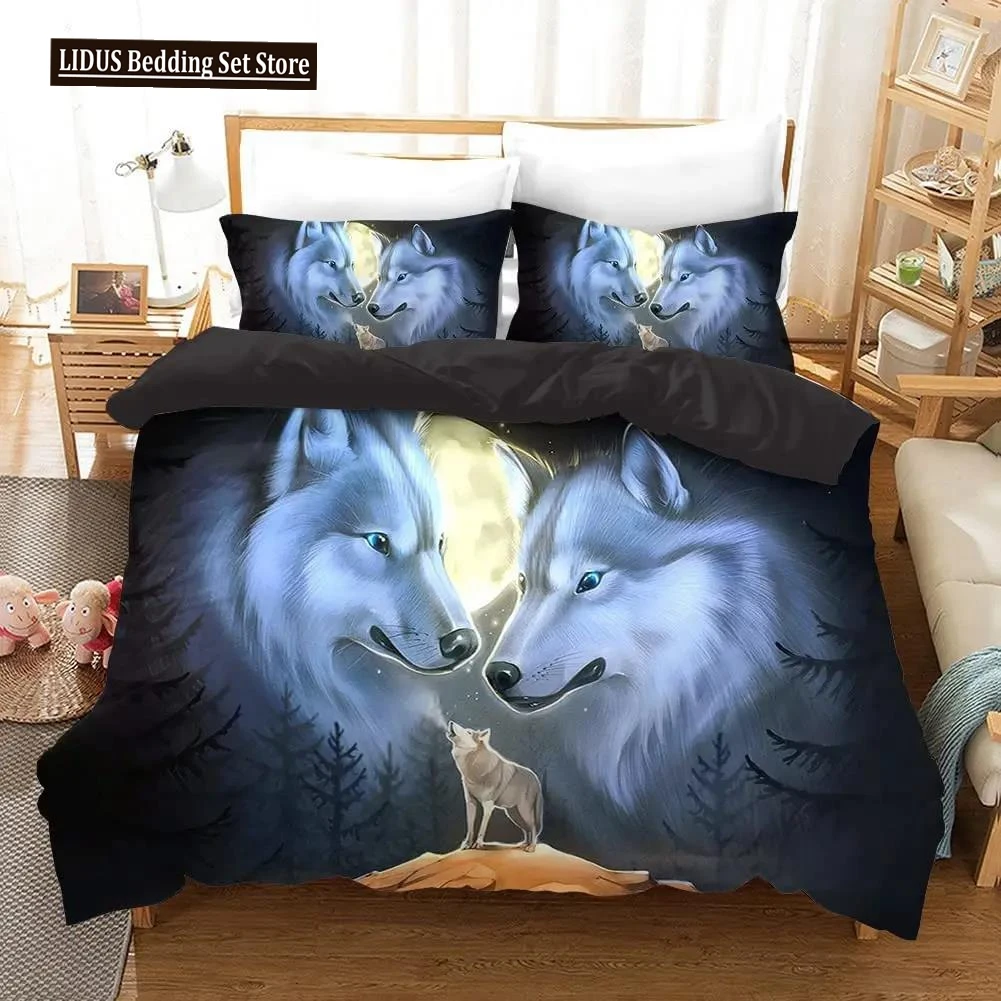 

Fashion Wolf Pattern Bedding Sets Animal Duvet Cover Set Queen King Size Quilt Cover Pillowcase 2/3PCS Polyester Comforter Cover