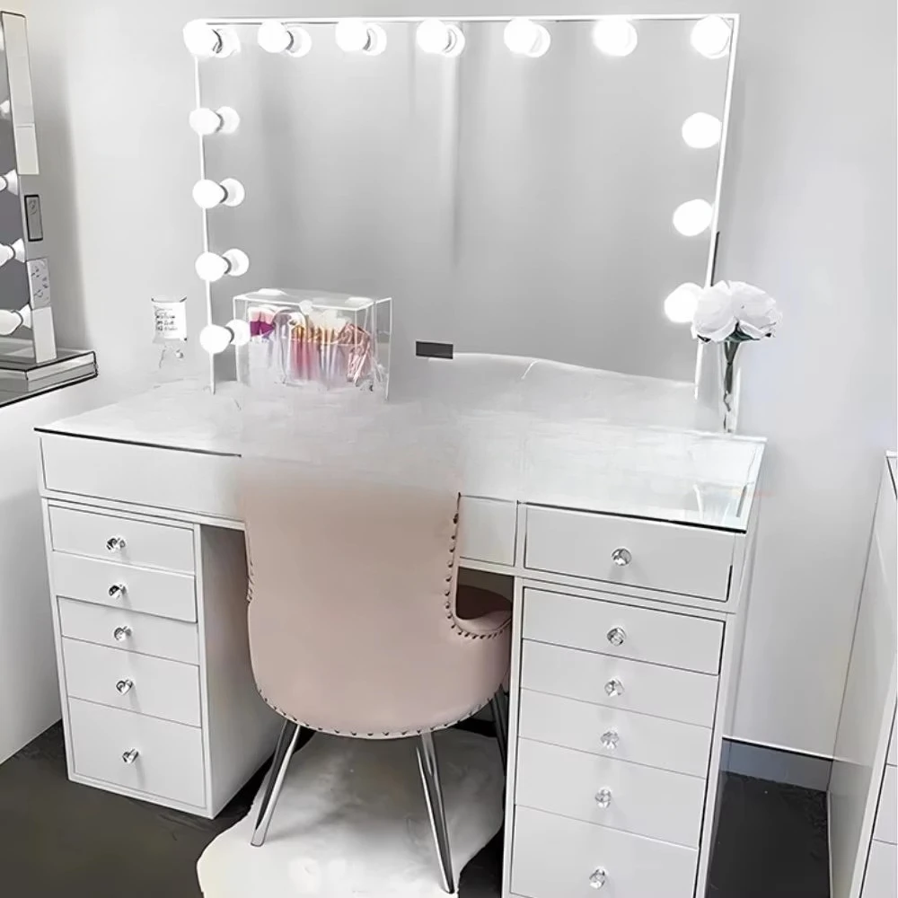 

Premium solid wood durable dresser set mirror stool storage drawer