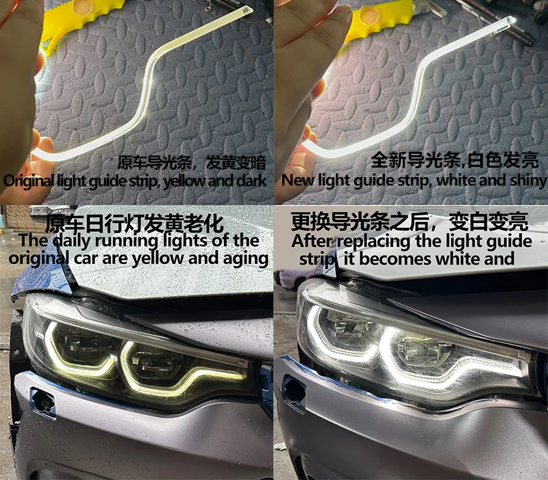 DRL headlight light bar daily headlight, suitable for BMW F80 F82 M3 M4 white LED light guide bar