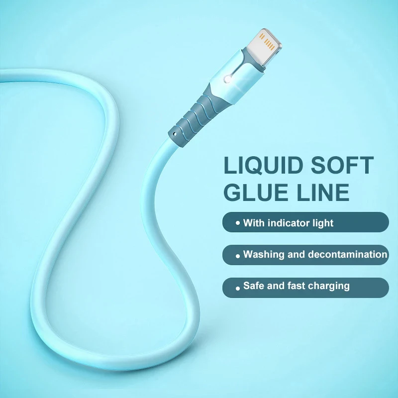 Quick Charge USB Cable For iPhone 14 13 12 11 Pro Max XS X 6s 7 8 Plus Liquid Silicone Charging Cord Phone USB Data Cable Cord