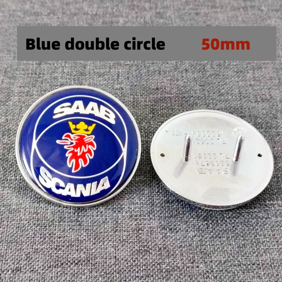 5 stks/partij Blauw 50mm Voor SAAB 93 900 9000 Motorkap Motorkap Emblem Stickers Circulaire Auto Motorkap Front 50mm Badge Accessoires